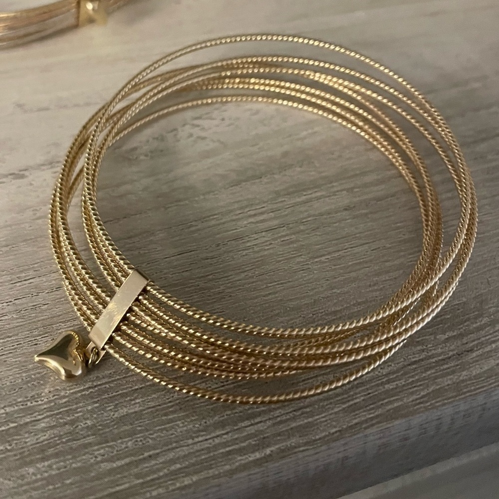 7 Bangle Bracelet 14K Yellow Gold 8”